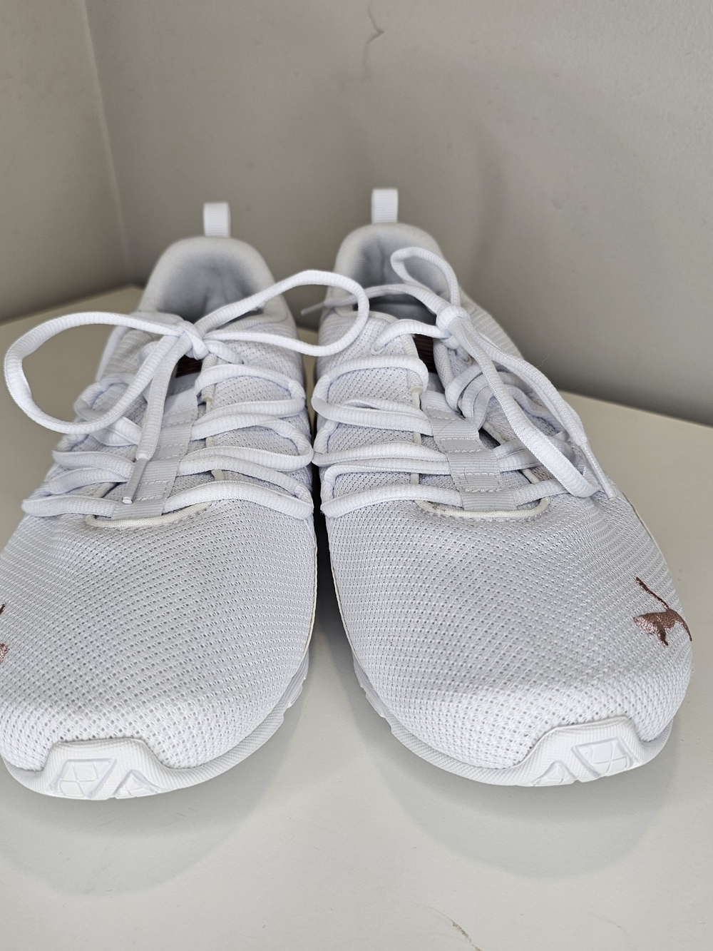Puma Riaze Prowl 8.5 Women's White Sneakers with Rose Gold Accents - Picture 2 of 8